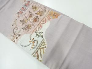 アンティーク　手織り紬絞り唐草模様袋帯（材料）